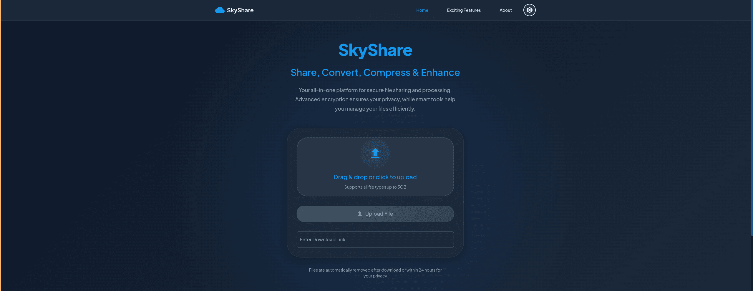 SkyShare - Secure File Sharing Platform - Web Development Project by Tarun Jawla