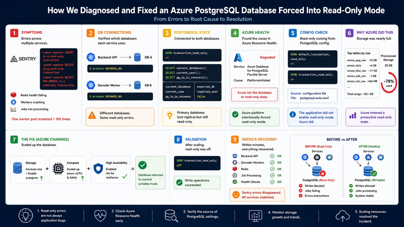 How we diagnosed and fixed an Azure PostgreSQL database forced into read-only mode
